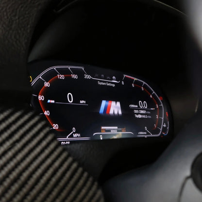 BMW digital cluster upgrade with M-style display, full LCD dashboard and OEM performance layout