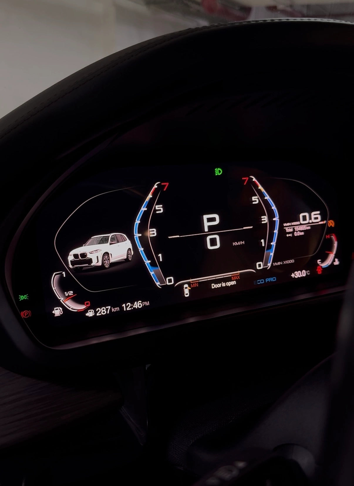 BMW digital instrument cluster installed in vehicle with OEM-style display, live driving data and vehicle visualization