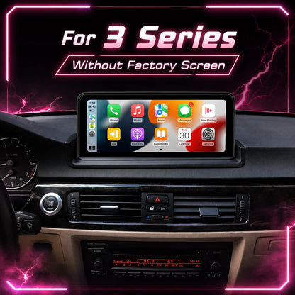 BMW E90 E91 E92 E93 3 Series 10.25-inch Android touchscreen upgrade with Apple CarPlay for vehicles without factory display or iDrive screen