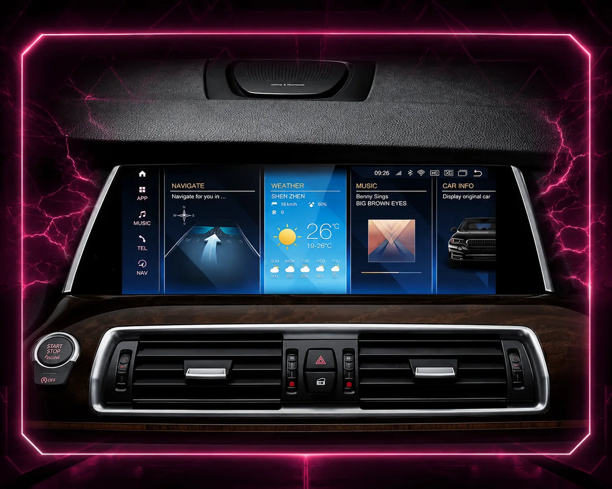 BMW 5 Series GT F07 10.25-inch built-in Android touchscreen upgrade with Apple CarPlay, Android Auto and OEM-style dashboard integration