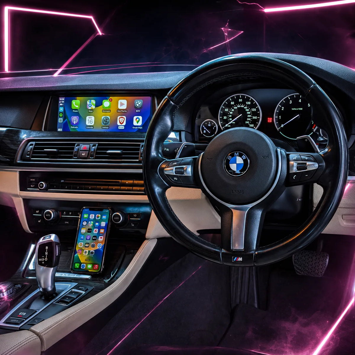 BMW F10 F11 and M5 10.25-inch Android CarPlay touchscreen upgrade with OEM-style built-in display