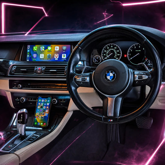 BMW F10 F11 and M5 10.25-inch Android CarPlay touchscreen upgrade with OEM-style built-in display