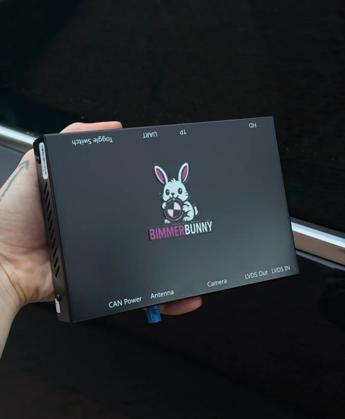 BimmerBunny BMW wireless CarPlay and Android Auto MMI box module with CAN, LVDS, camera and antenna connections